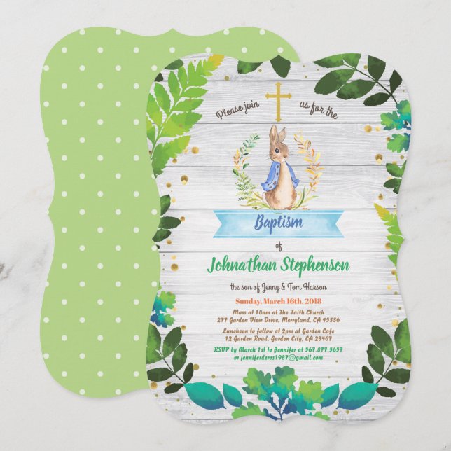 Invitación Baptismo conyugal Christening First Community gree (Anverso / Reverso)