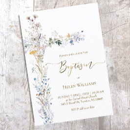 Invitación Baptismo cruz floral