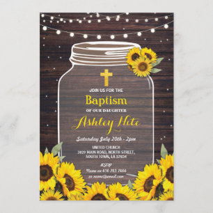 Invitación Baptismo cruzando la crianza Baby Jar Madera Giras
