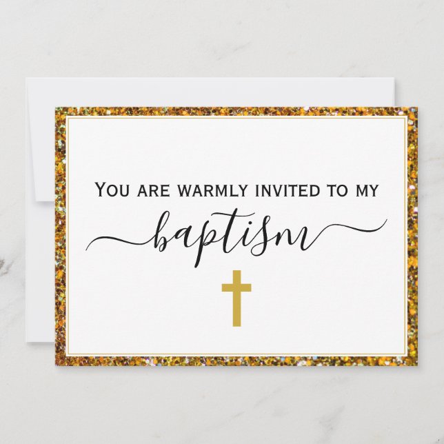 Invitación BAPTISMO DE ADULTO Purpurina elegante (Anverso)