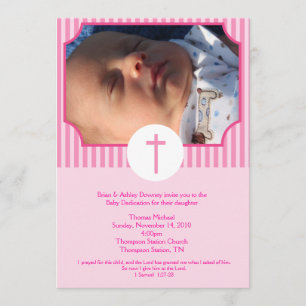 Invitación Baptismo de banda rosa Dedicación del bebé 5x7 fot
