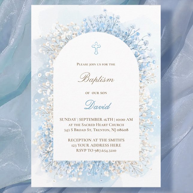 Invitación Baptismo de bebé bebe azul blanco (Subido por el creador)