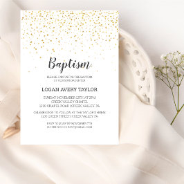 Invitación Baptismo de bebé confetán de oro