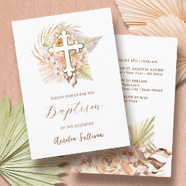 Invitación Baptismo de Bouquet Peach Boho