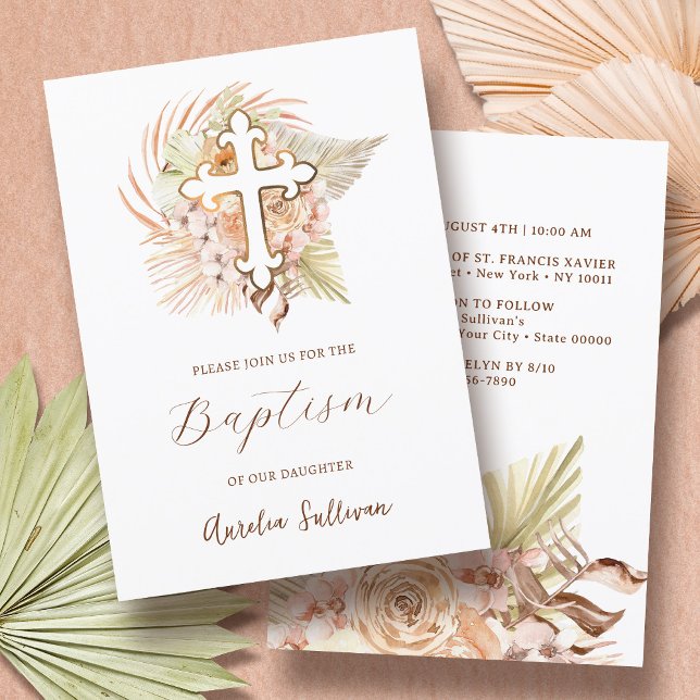 Invitación Baptismo de Bouquet Peach Boho (Subido por el creador)