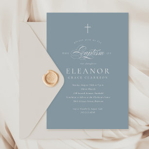 Invitación Baptismo de caligrafía cruzada elegante de Budget
