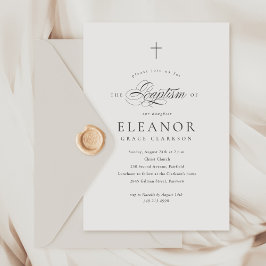Invitación Baptismo de caligrafía cruzada elegante de presupu