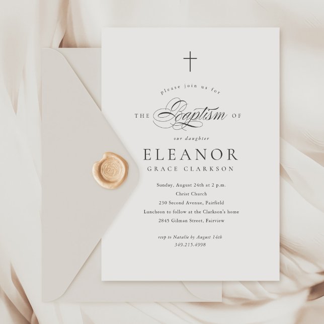 Invitación Baptismo de caligrafía cruzada elegante de presupu (Subido por el creador)