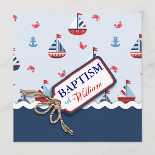 Invitación Baptismo de cangrejos de barco náutico