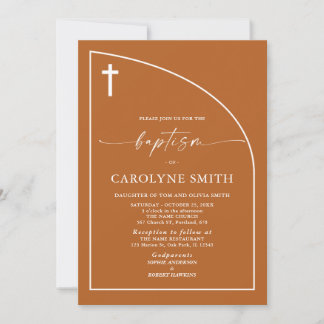 Invitación Baptismo de celebración Mínima Moderna Naranja que