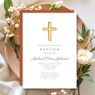 Invitación Baptismo de escritura religiosa a través de Terrac