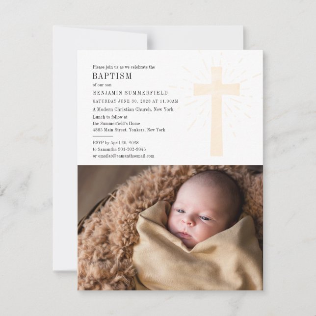 Invitación Baptismo de foto bebé Personalizado de ceremonia r (Anverso)