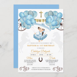 Invitación Baptismo de globos mexicanos Charra, bebé azul y o