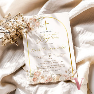 Invitación Baptismo de hierba bohemio-neutro Pampas bautizado