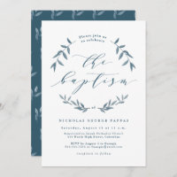 Baptismo de hojas azul acuarela