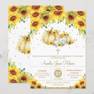 Invitación Baptismo de la calabaza de los azufres del girasol