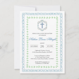 Invitación Baptismo de la Cruz Azul Escudo Botánico