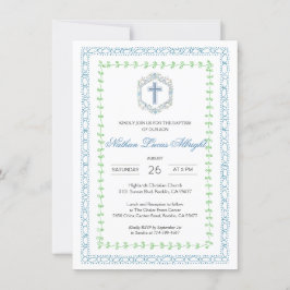 Invitación Baptismo de la Cruz Azul Escudo Botánico