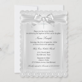 Invitación Baptismo de la cruz blanca del niño o Chica