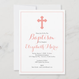 Invitación Baptismo de la cruz rosa de origen Chica Christeni