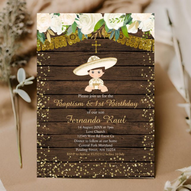 Invitación Baptismo de la Fiesta de Oro y primer cumpleaños (Subido por el creador)