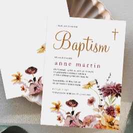 Invitación Baptismo de la flor silvestre simple Chica floral