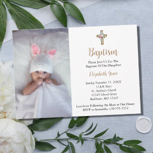 Invitación Baptismo de la foto Christening Baby Girl Boy