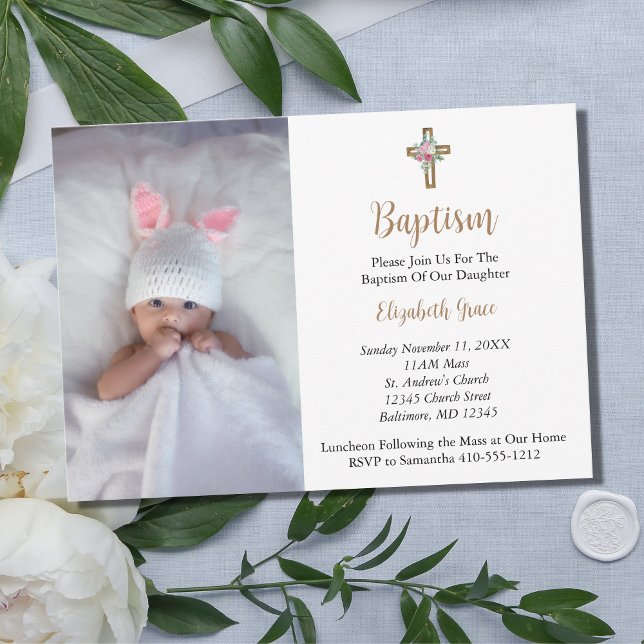 Invitación Baptismo de la foto Christening Baby Girl Boy (Subido por el creador)