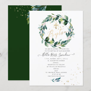 Invitación Baptismo de la vegetación de la Goma Azul PixDezin