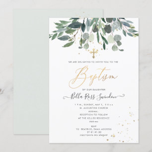 Invitación Baptismo de la vegetación de la Goma Azul PixDezin