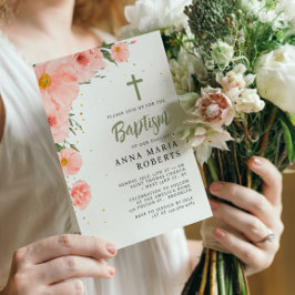 Invitación Baptismo de las flores rosas