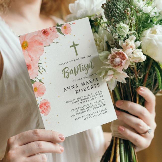 Invitación Baptismo de las flores rosas (Subido por el creador)