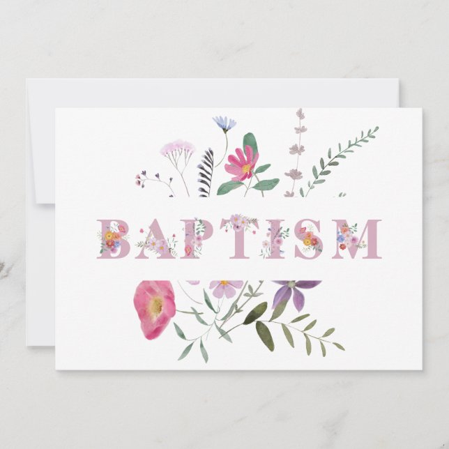 Invitación Baptismo de las letras florales (Anverso)