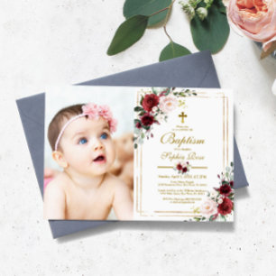 Invitación Baptismo de Marsala, Rosa y fotógrafo de cuadros d