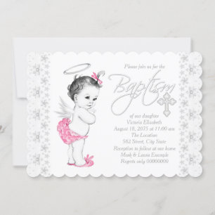 Invitación Baptismo de niña Angel Rosa