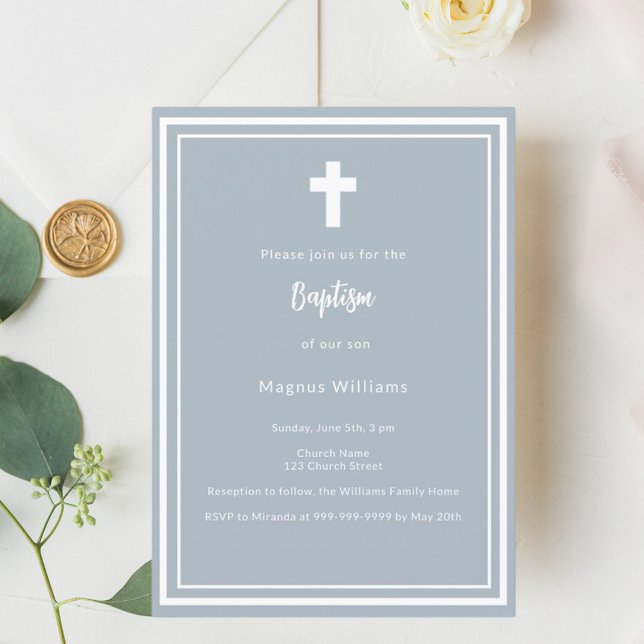 Invitación Baptismo de niño azul y turbio (Subido por el creador)