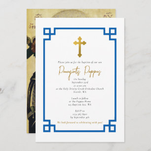 Invitación Baptismo de niño griego ortodoxo cristiano con cla