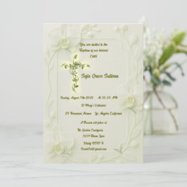 Invitación Baptismo de orquídeas blancas y vasculares