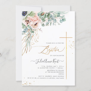 Invitación Baptismo de pixDezines H2 Rubor White Anemones