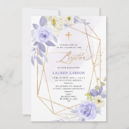 Invitación Baptismo de Rosas morados y polvorientos de ArtsAp