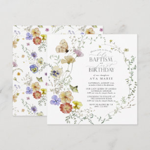 Invitación Baptismo de verano de la primavera de las flores s
