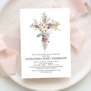 Invitación Baptismo Dusty Pink Rose Greeneration Eucalyptus