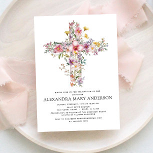 Invitación Baptismo Dusty Pink Rose Greeneration Eucalyptus