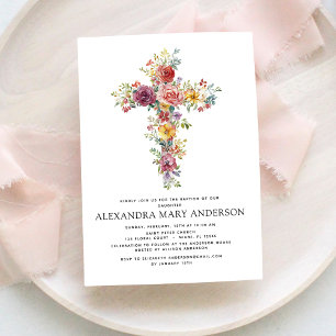 Invitación Baptismo Dusty Pink Rose Greeneration Eucalyptus