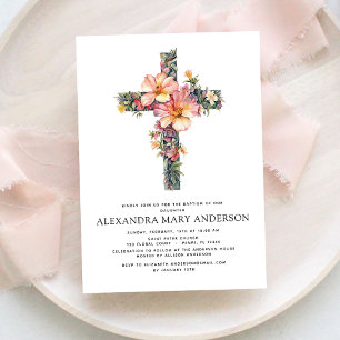 Invitación Baptismo Dusty Pink Rose Greeneration Eucalyptus