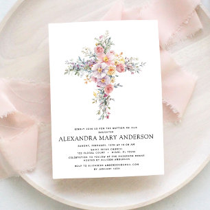 Invitación Baptismo Dusty Pink Rose Greeneration Eucalyptus