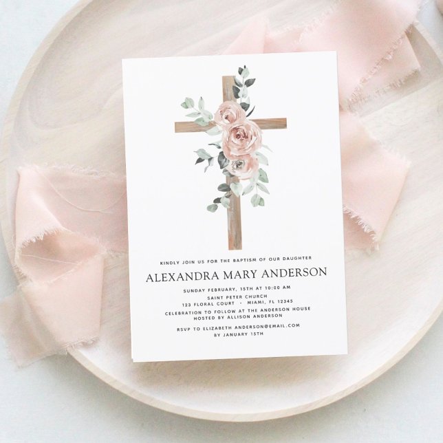 Invitación Baptismo Dusty Pink Rose Greeneration Eucalyptus (Subido por el creador)