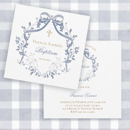 Invitación Baptismo elegante arco azul
