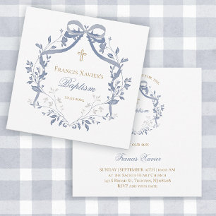 Invitación Baptismo elegante arco azul