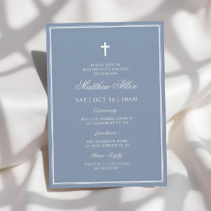 Invitación Baptismo Elegante Cruz Moderna Código QR